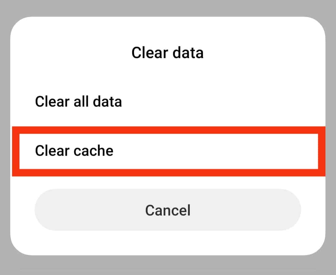 Tap On Clear Cache