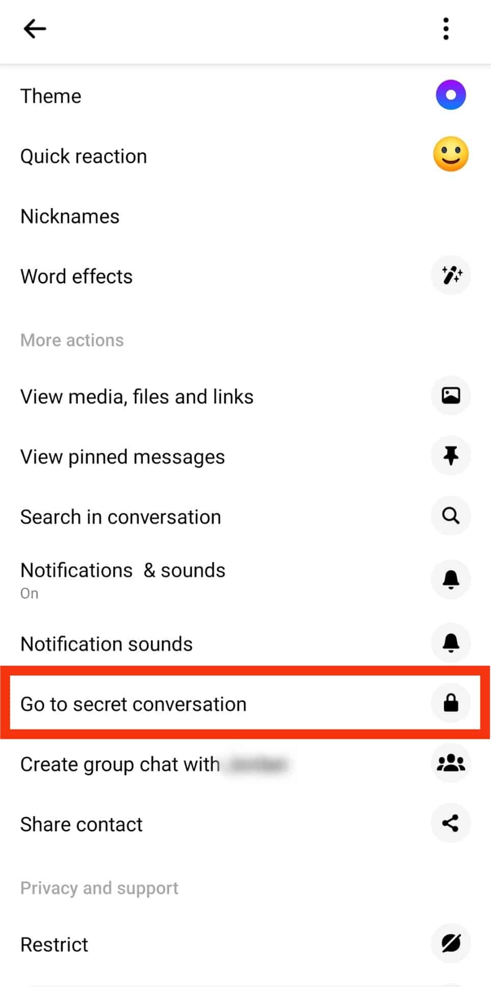 Tap On Go To Secret Conversation