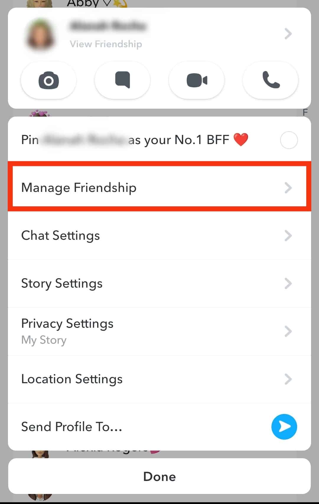 Tap On Manage Friendship