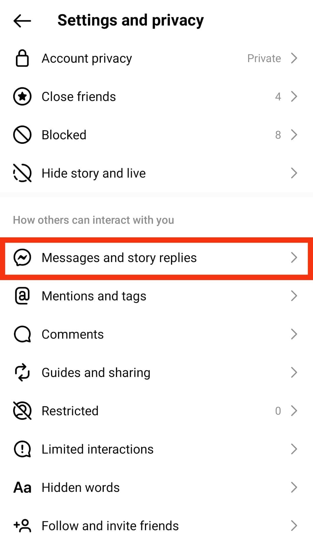 Tap On Messages And Story Replies