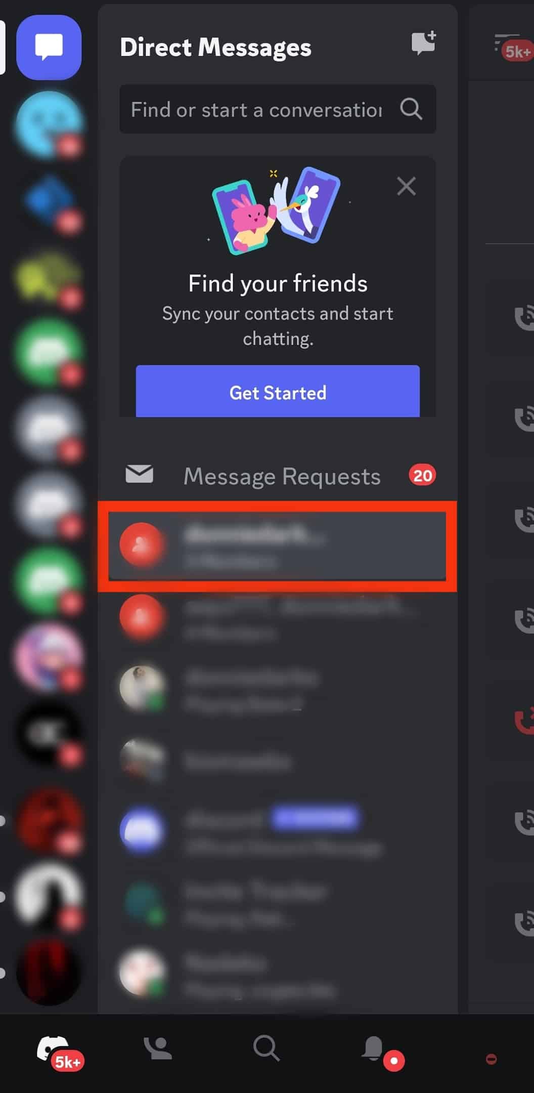 Tap On Any Server Or Private Chat