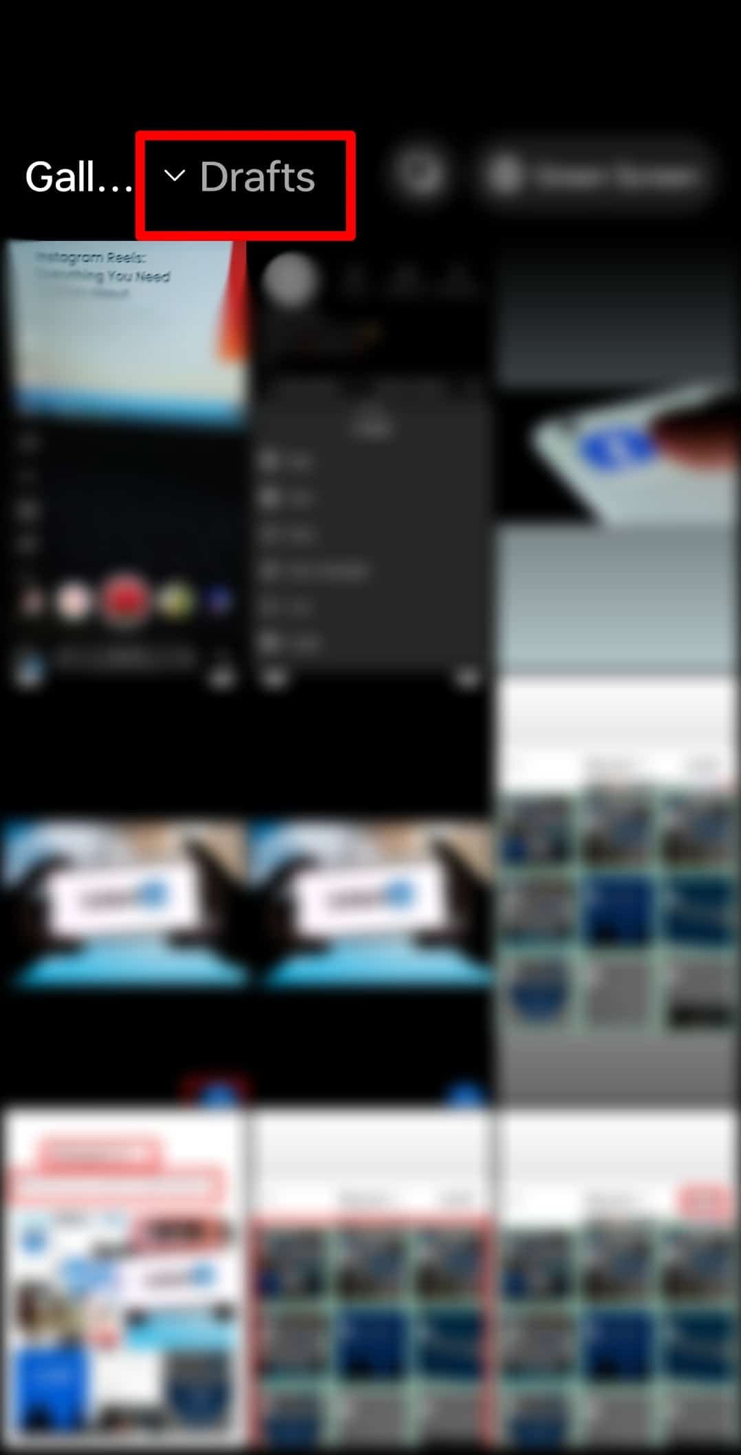 Tap On Drafts Option Instagram