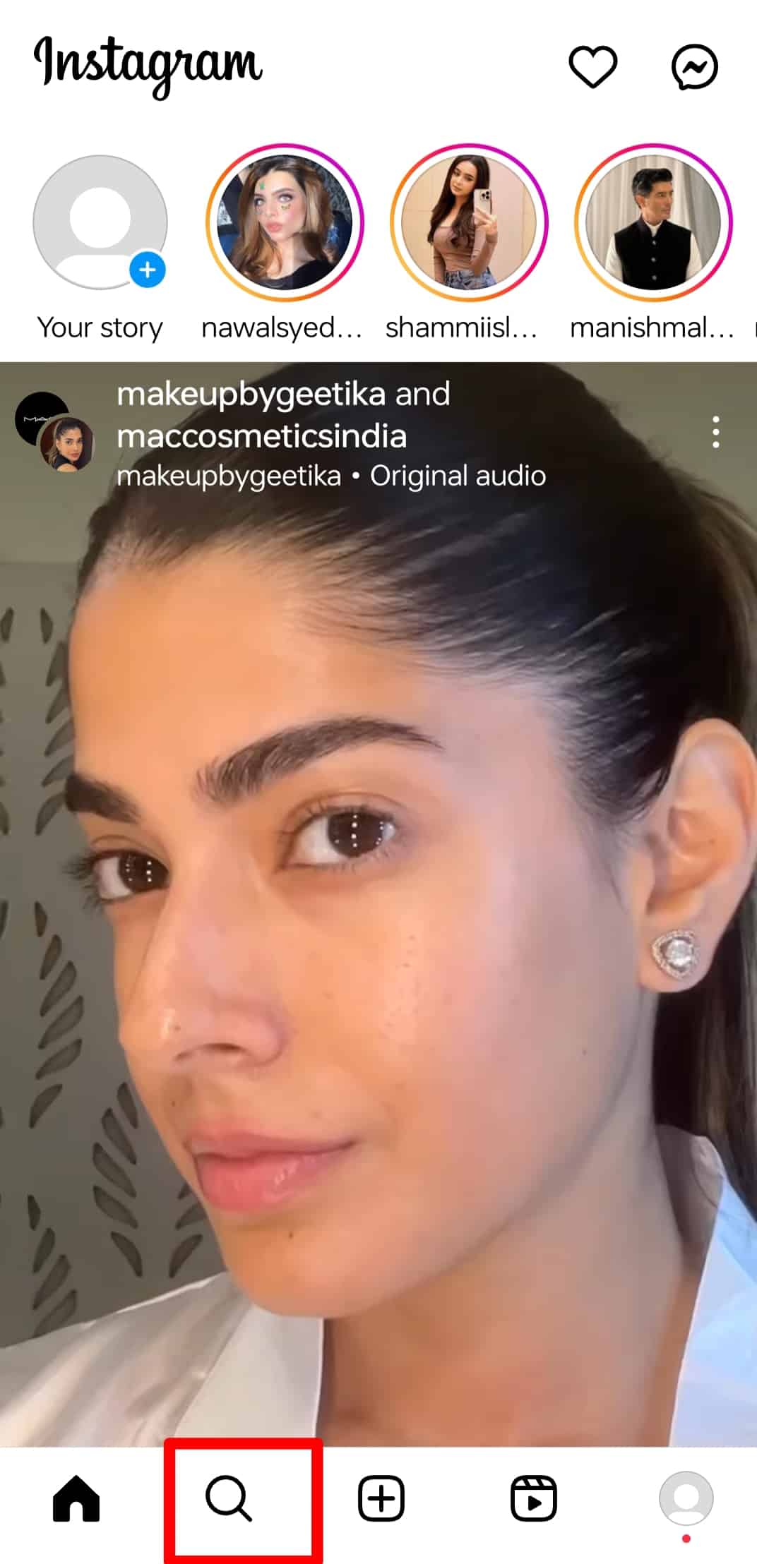 Tap On Magnifying Glass Icon At Bottom Instagram