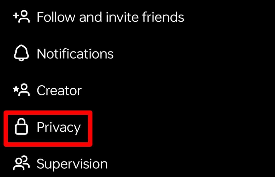Tap On Privacy In Setting Instagram
