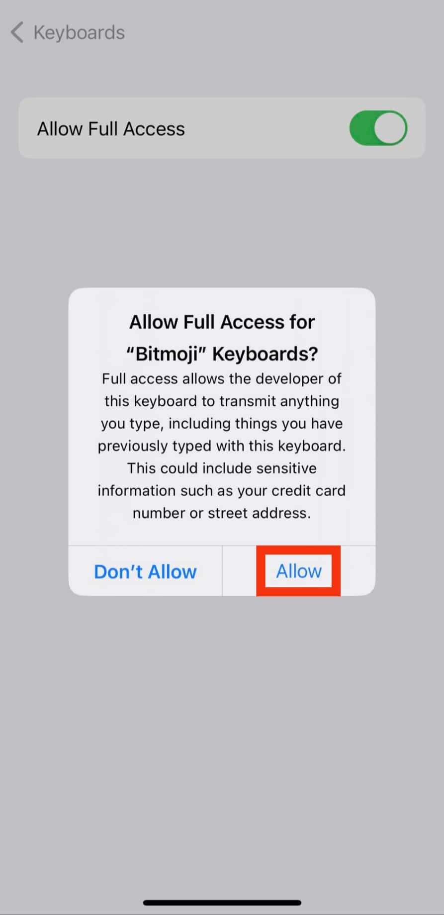 Tap The Allow Button