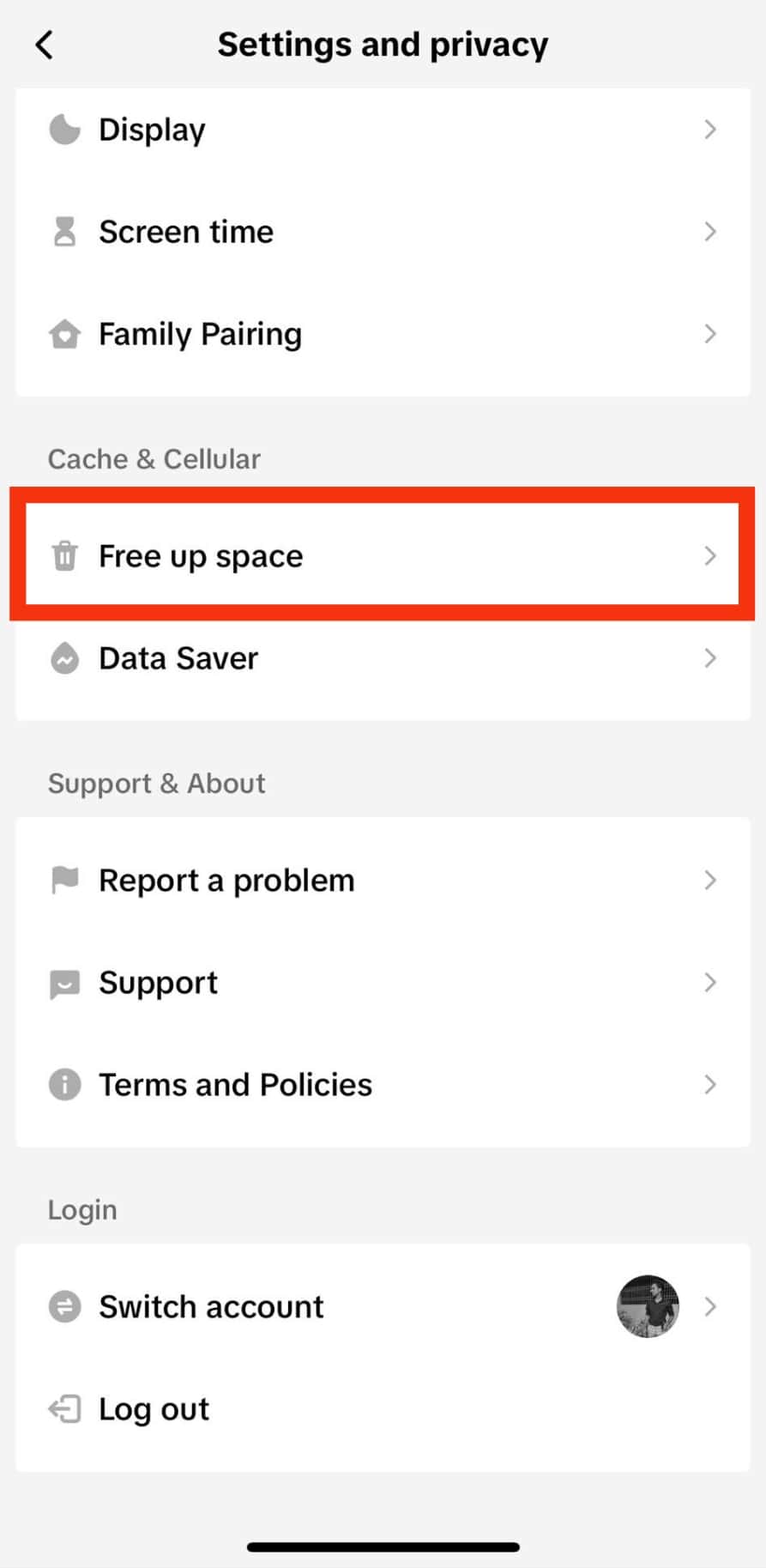 Tap The Free Up Space Option