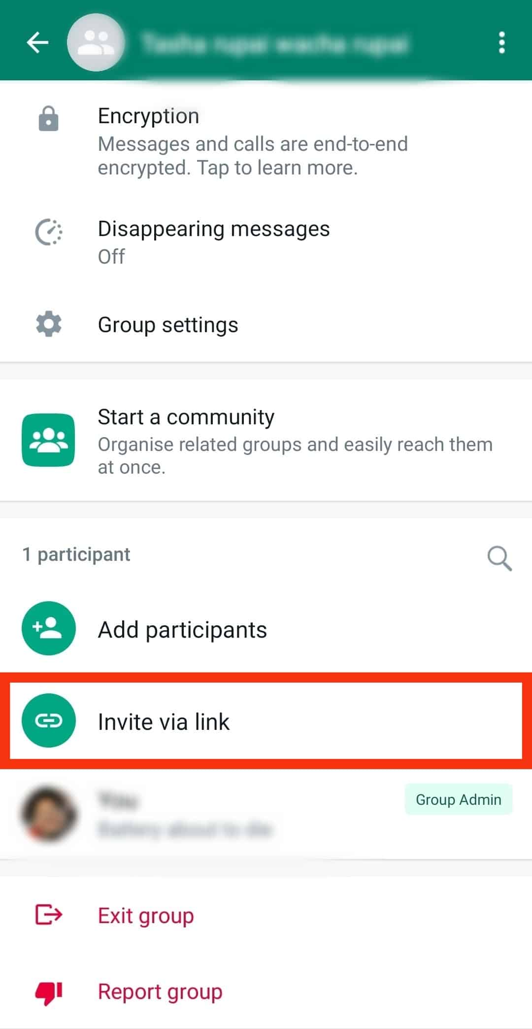 Tap The Invite Via Link Button