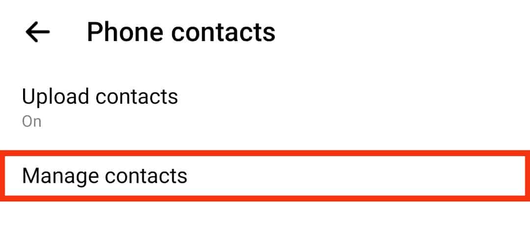 Tap The Manage Contacts Option