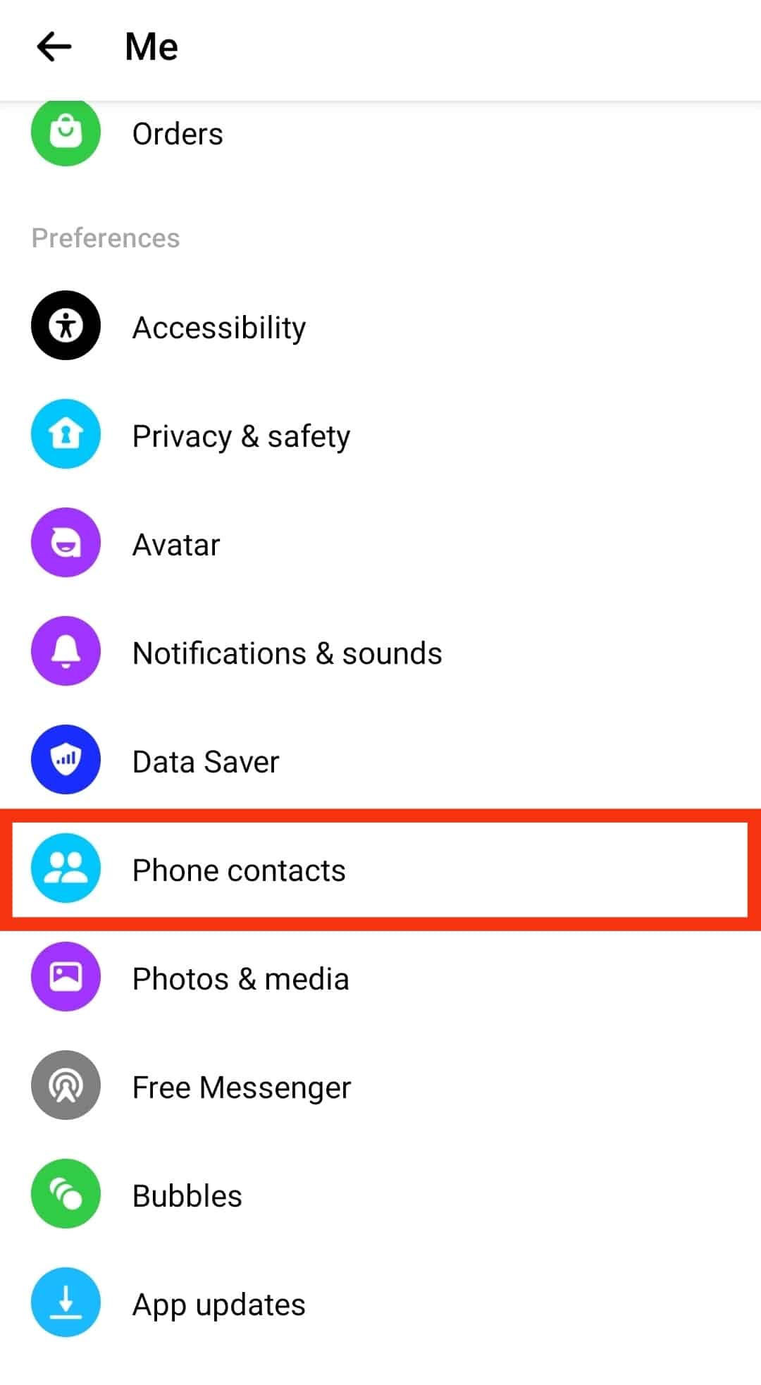 Tap The Phone Contacts Option