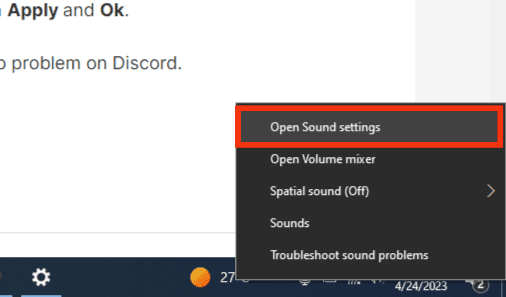 Tap The Option For Open Sound Settings