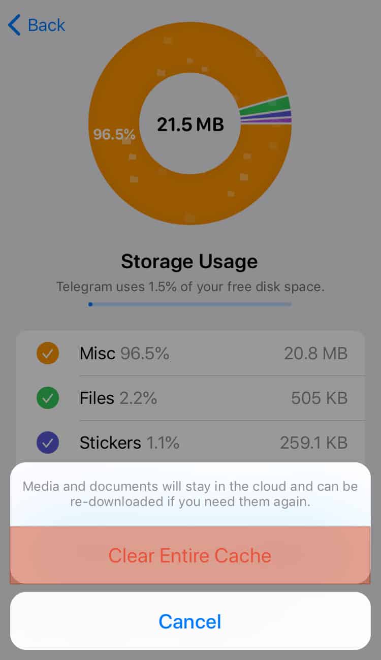 Telegram Clear Cache Confirm