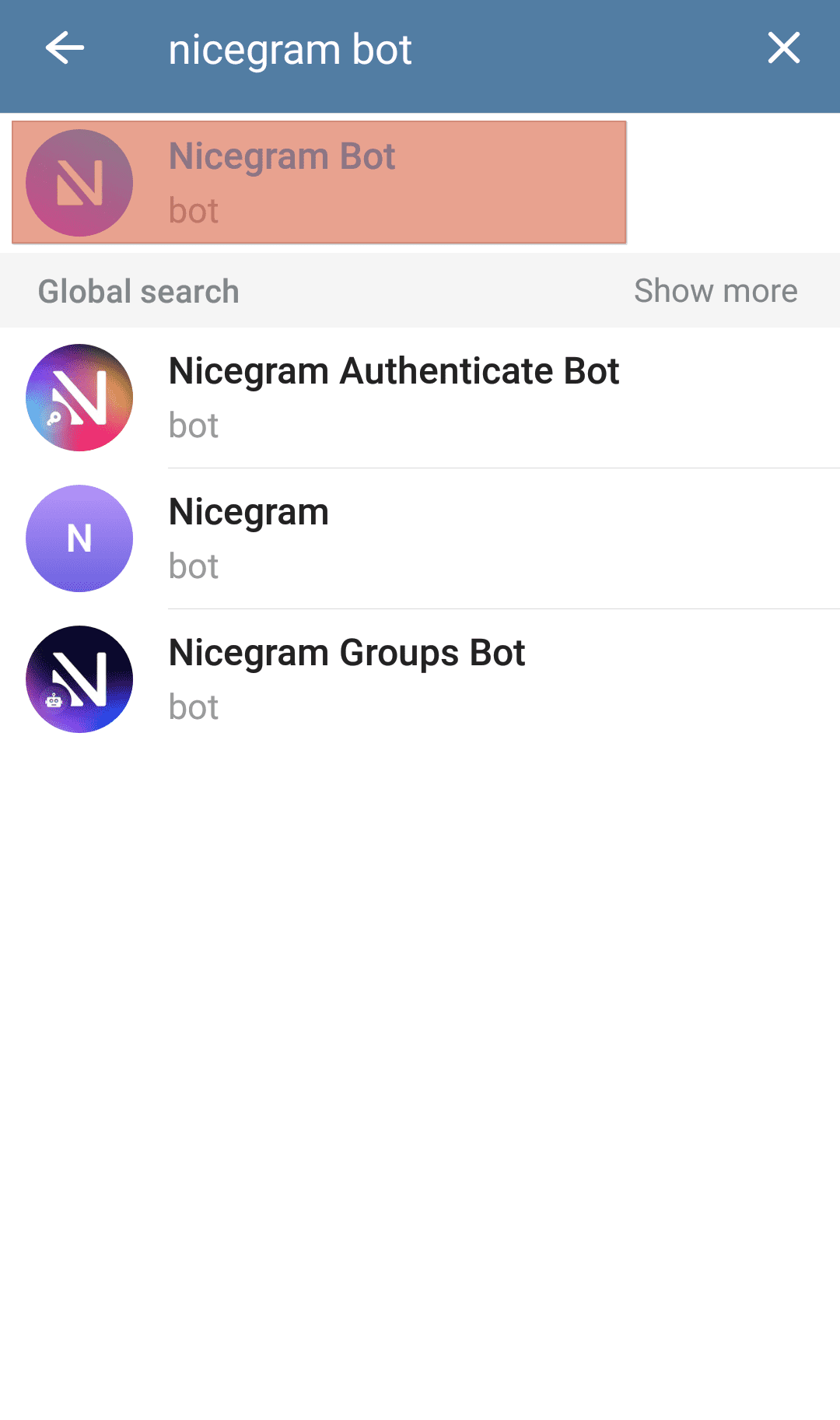 Telegram Nicegram Bot Search