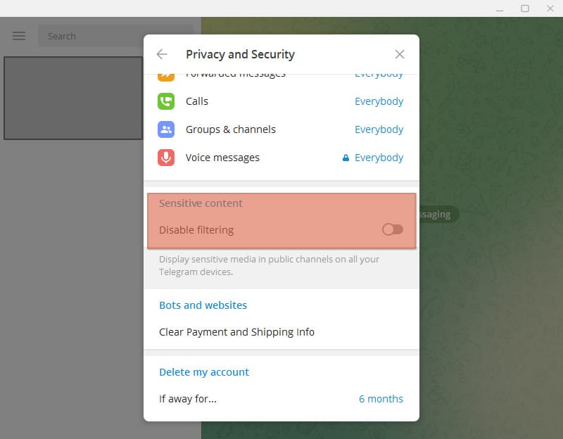 Telegram Sensitive Content