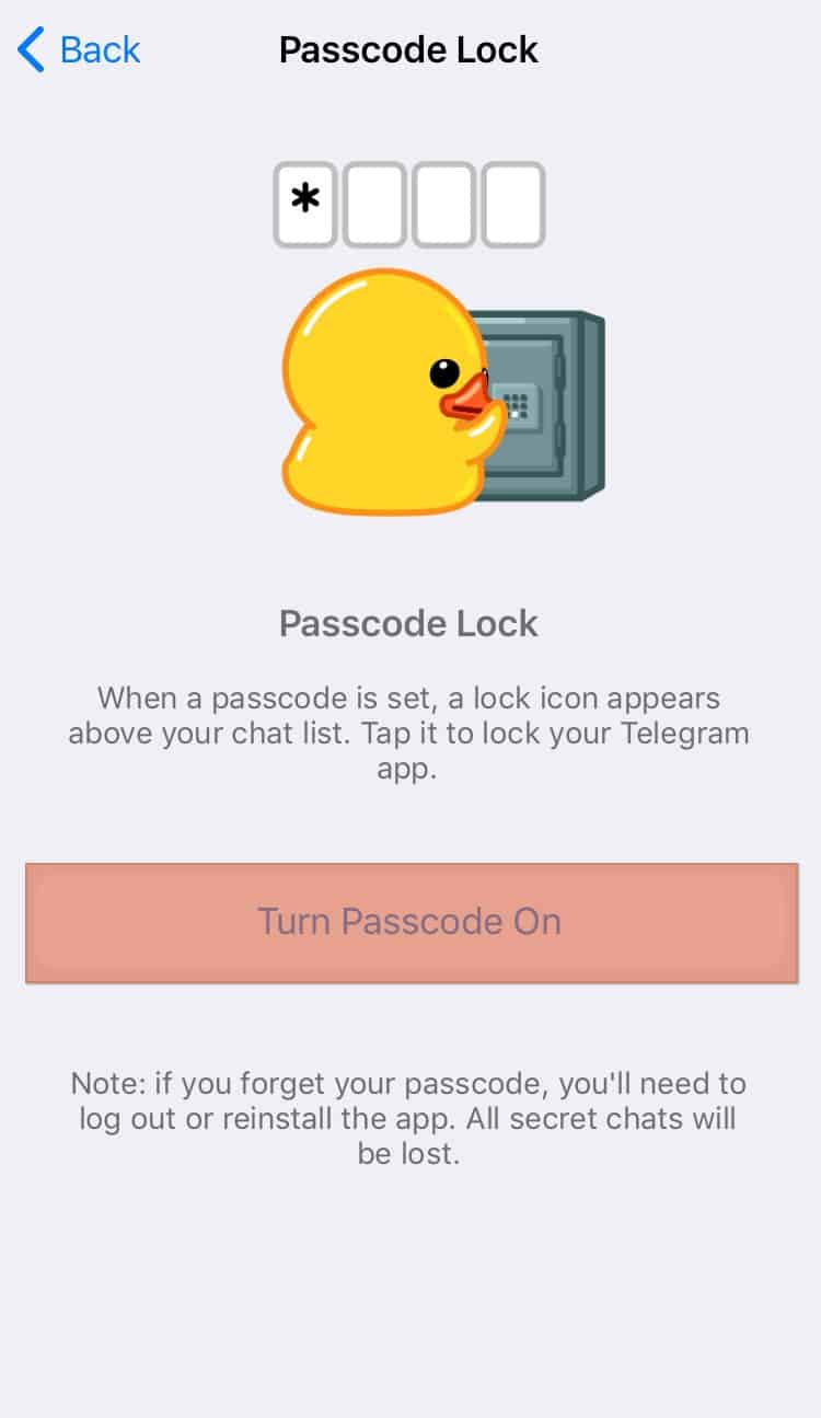 Telegram Turn Passcode On