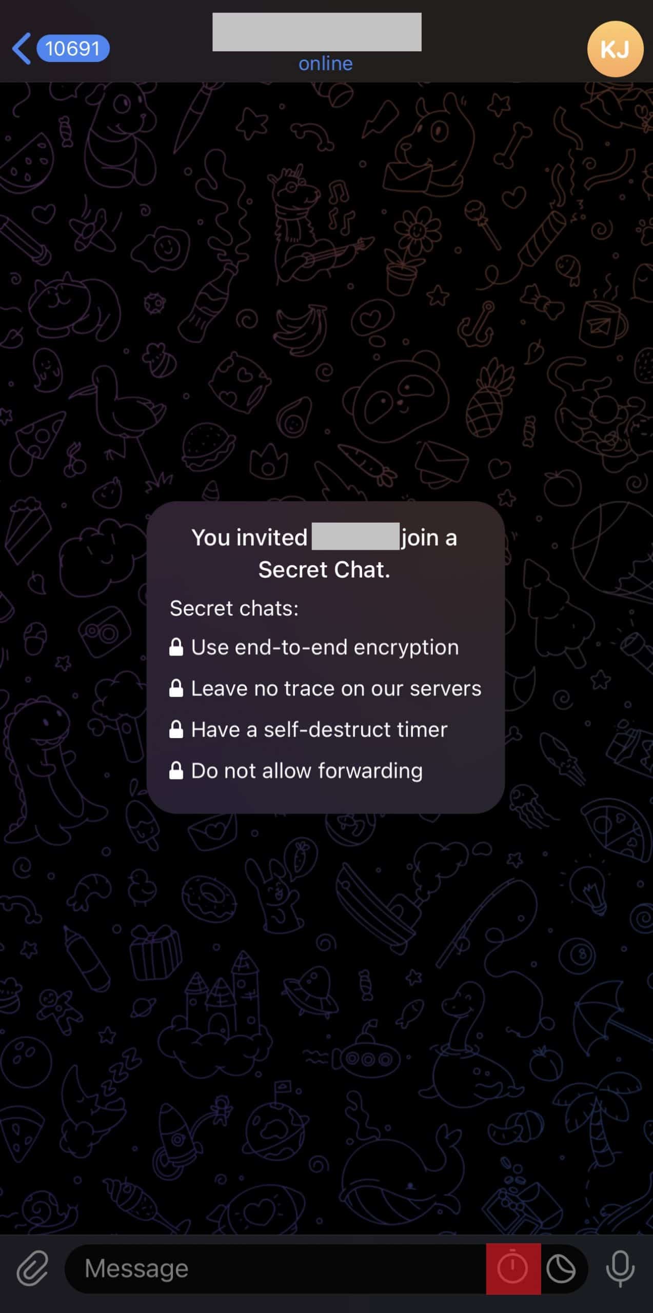 Timer Icon On Telegram Secret Chat
