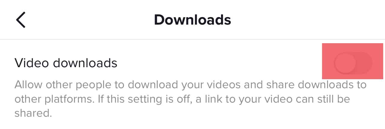 Toggle Video Downloads Off