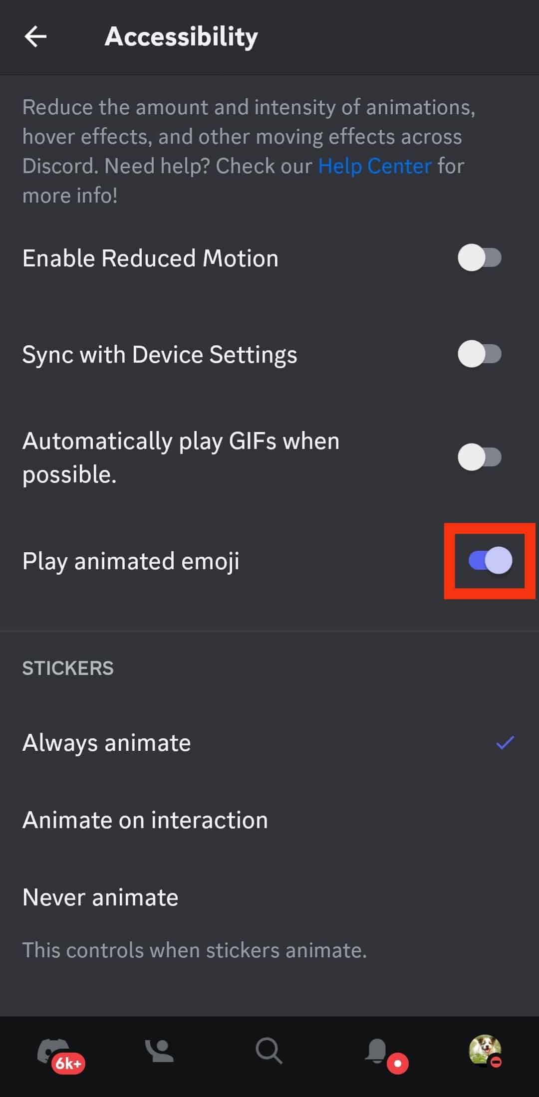 Turn Off The Option For Play Animated Emoji