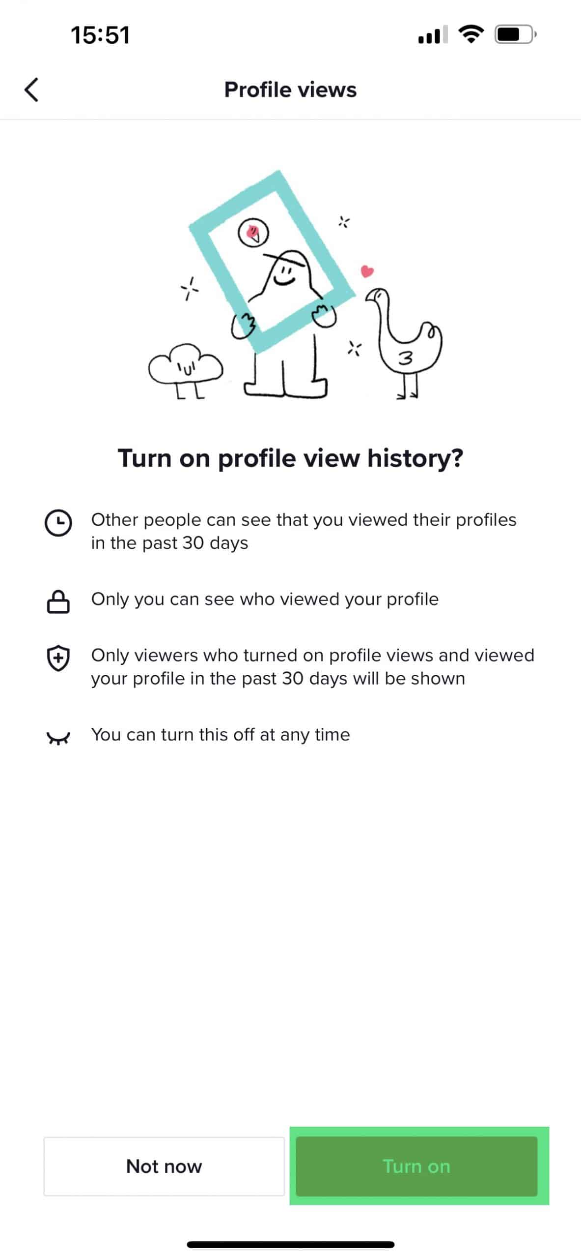 Turn on profile views on TikTok