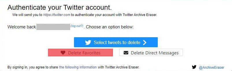 Delete Favorites On Twitter Archive Eraser