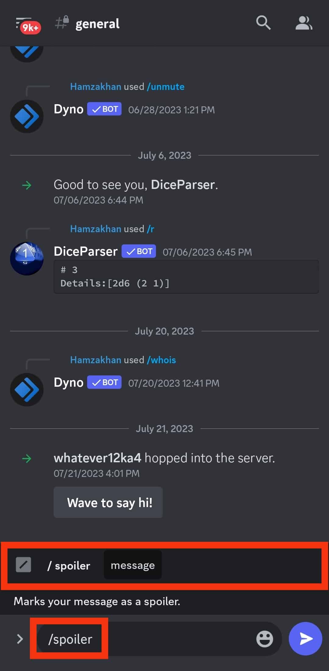 Type The Spoiler And Tap The Message Option