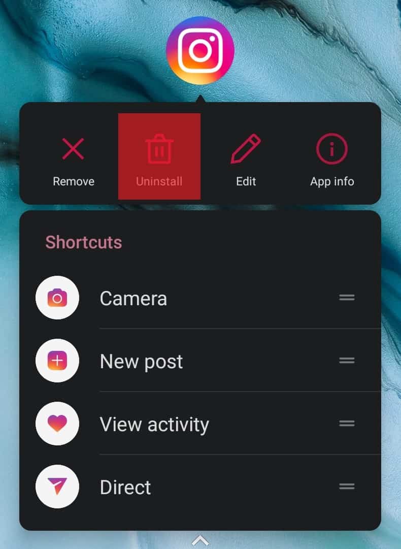 Uninstall Instagram