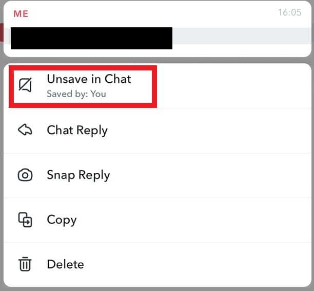 Unsaving a Message in Snapchat