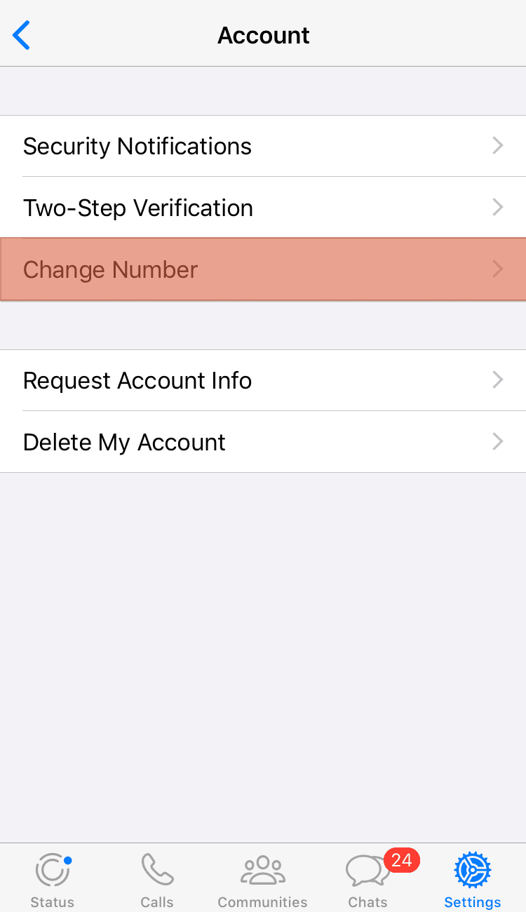 Whatsapp Account Change Number