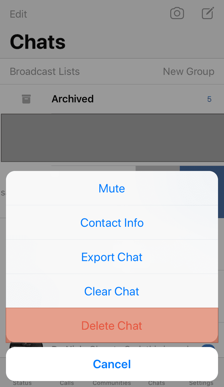 Whatsapp Contact Delete Chat