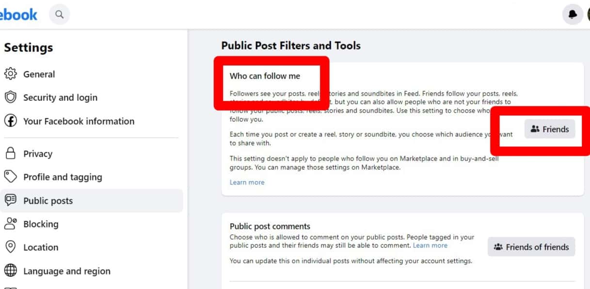 Who Can Follow Me Option Select Friends Facebook Web