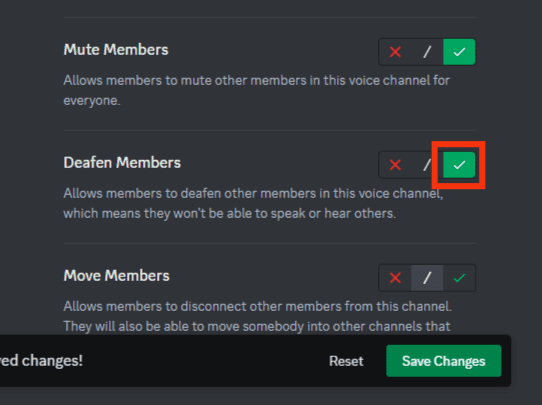 You Can Click On Deafen Members