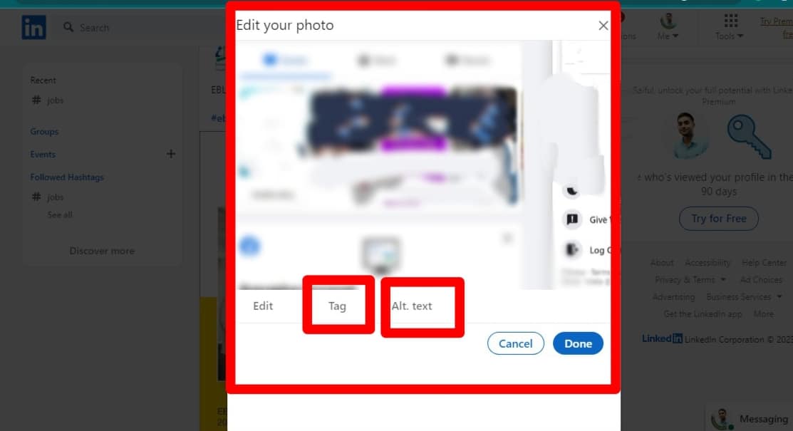 You Can Tag Others On Edit Your Photo Page Linkedi
