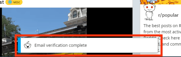 You'll See A Email Verification Complete Notification