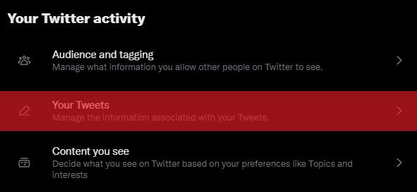 Your Tweets Option On Twitter Web